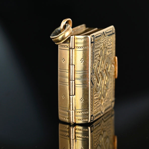 Victorian 14K Gold Black Enamel Celtic Knot Folding Locket - Boylerpf