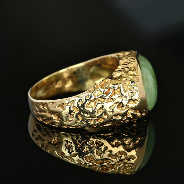 Vintage 14K Gold Jadeite Jade Signet Ring