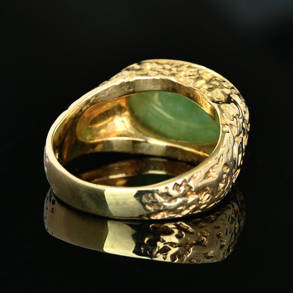 Vintage 14K Gold Jadeite Jade Signet Ring