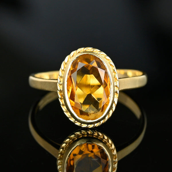 Vintage 9K Gold Art Deco Style Citrine Ring