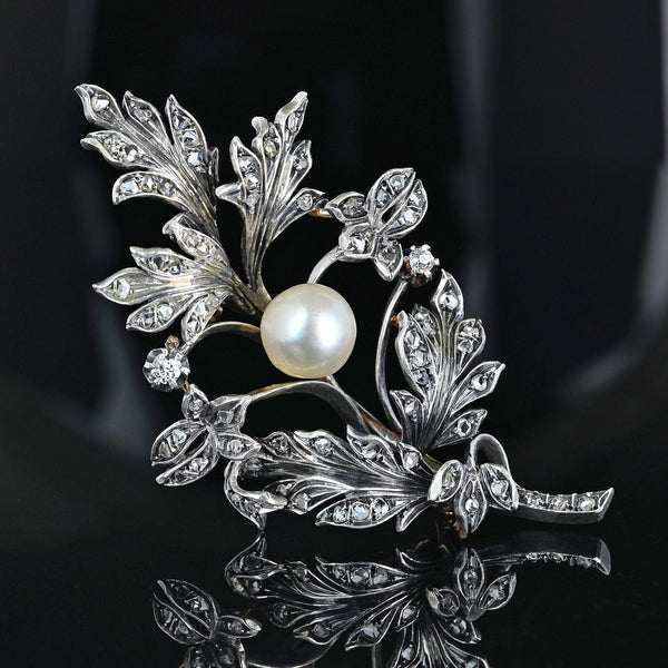 Large Antique French 18K Gold Pearl Diamond Brooch – Boylerpf