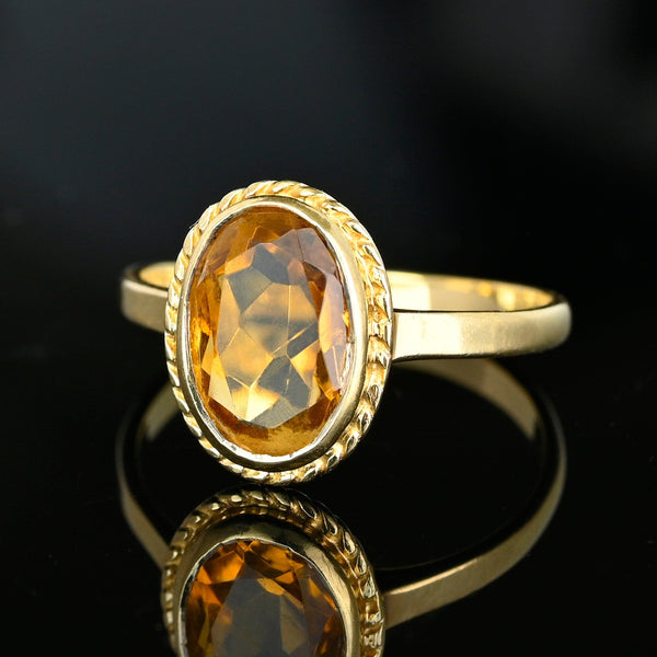Vintage 9K Gold Art Deco Style Citrine Ring