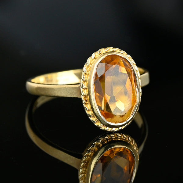 Vintage 9K Gold Art Deco Style Citrine Ring