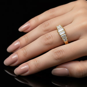 Vintage 1 CTW Baguette Diamond Ring Band in 14K Gold - Boylerpf