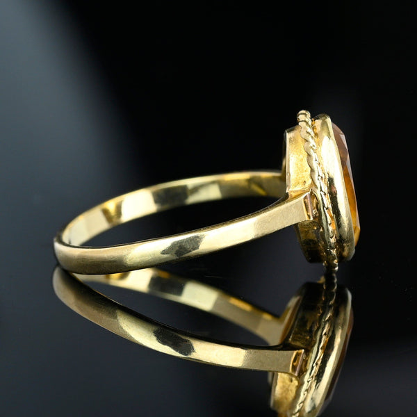 Vintage 9K Gold Art Deco Style Citrine Ring