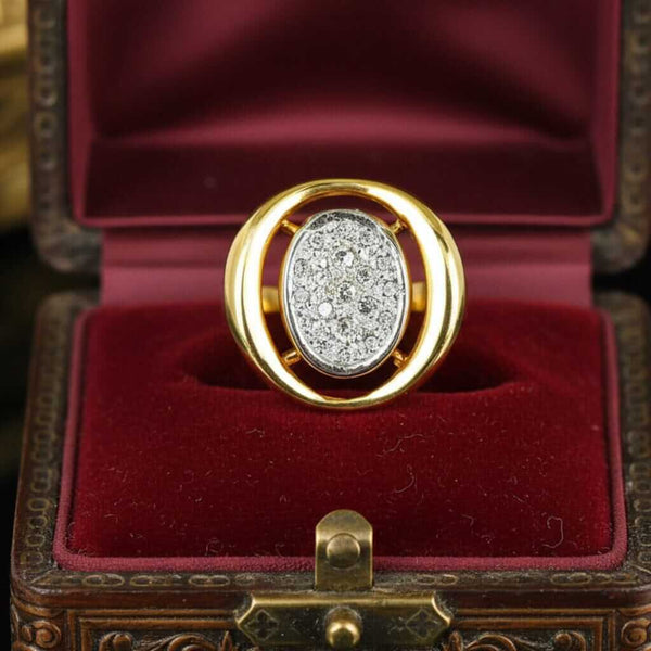 Vintage Diamond Cluster Ring, 14K Gold .60ct Cocktail Estate - Boylerpf