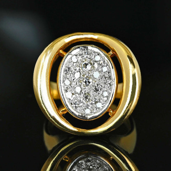 Vintage Diamond Cluster Ring, 14K Gold .60ct Cocktail Estate - Boylerpf