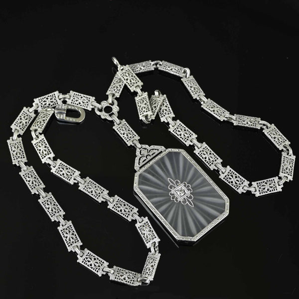 Antique Art Deco Rock Crystal Starburst Diamond Necklace – Boylerpf