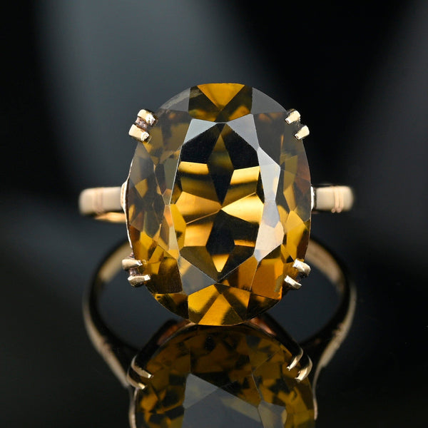 Vintage 9K Gold Smoky Quartz Cocktail Ring - Boylerpf