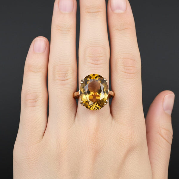 Vintage 9K Gold Smoky Quartz Cocktail Ring - Boylerpf