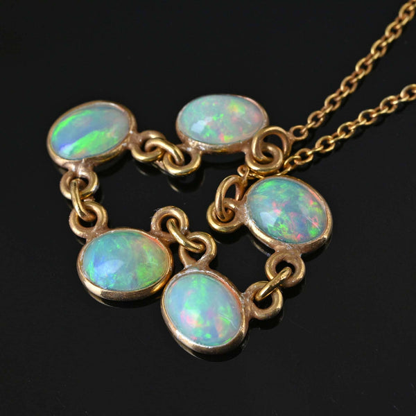 Silver Gold Gilt Opal Cabochon Necklace - Boylerpf