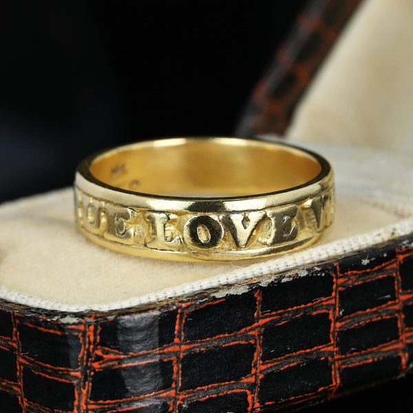 Vintage 14K Gold Cutout True Love Waits Band Ring - Boylerpf