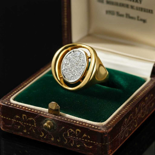 Vintage Diamond Cluster Ring, 14K Gold .60ct Cocktail Estate - Boylerpf