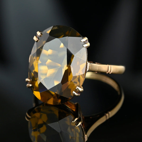 Vintage 9K Gold Smoky Quartz Cocktail Ring - Boylerpf
