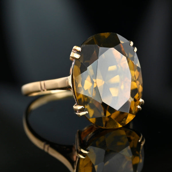 Vintage 9K Gold Smoky Quartz Cocktail Ring - Boylerpf