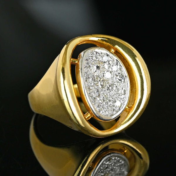 Vintage Diamond Cluster Ring, 14K Gold .60ct Cocktail Estate - Boylerpf