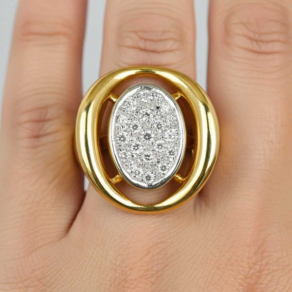 Vintage Diamond Cluster Ring, 14K Gold .60ct Cocktail Estate - Boylerpf