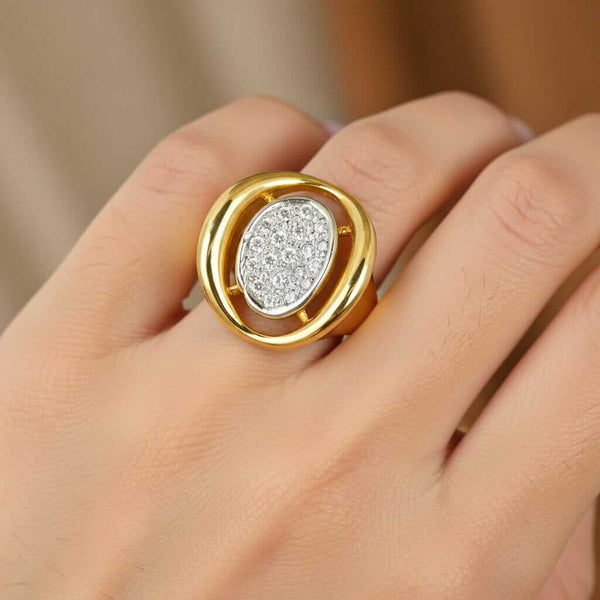 Vintage Diamond Cluster Ring, 14K Gold .60ct Cocktail Estate - Boylerpf