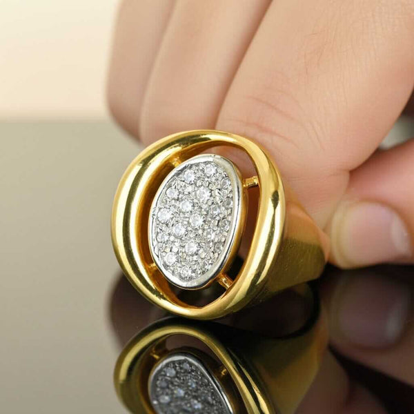 Vintage Diamond Cluster Ring, 14K Gold .60ct Cocktail Estate - Boylerpf