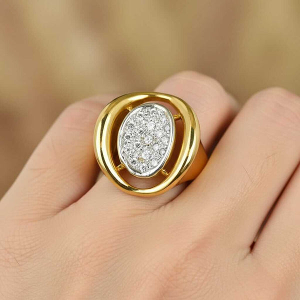 Vintage Diamond Cluster Ring, 14K Gold .60ct Cocktail Estate - Boylerpf