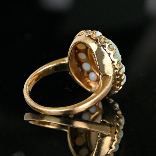 Vintage 14K Gold Opal Halo Cluster Ring - Boylerpf