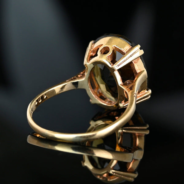Vintage 9K Gold Smoky Quartz Cocktail Ring - Boylerpf