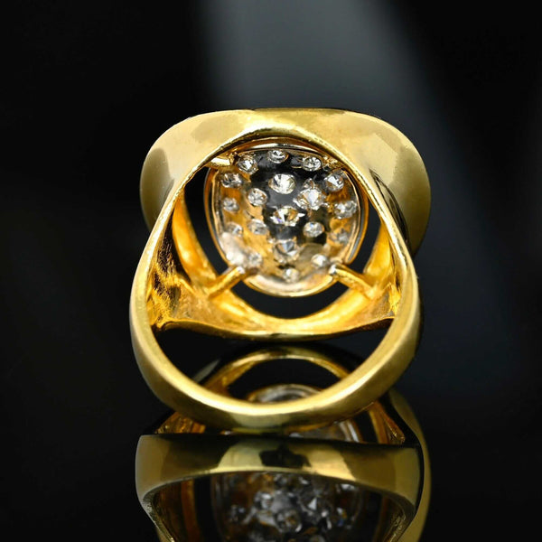 Vintage Diamond Cluster Ring, 14K Gold .60ct Cocktail Estate - Boylerpf