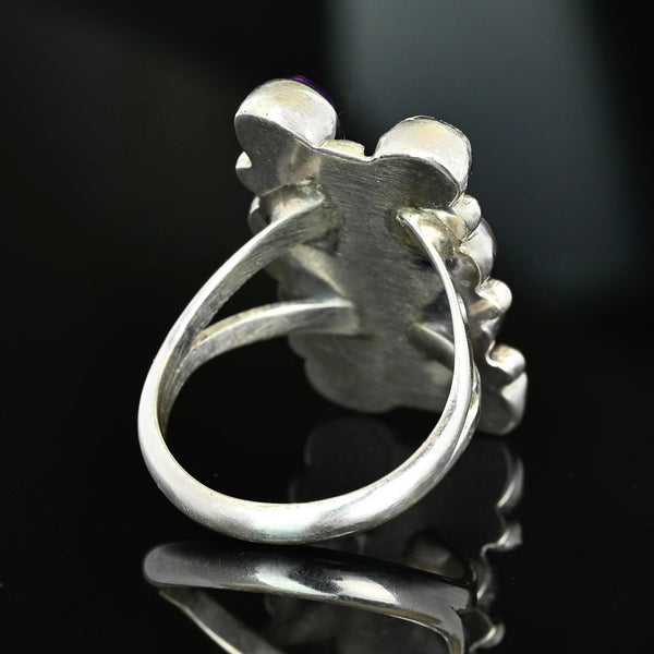 Vintage Amethyst Peridot Sterling Silver Statement Ring