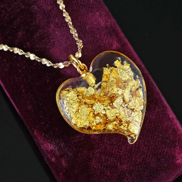 Vintage Witch’s Heart 24K Gold Flake Pendant - Boylerpf