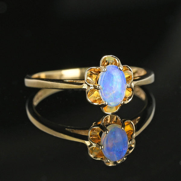 Vintage Gold Buttercup Opal Solitaire Ring - Boylerpf