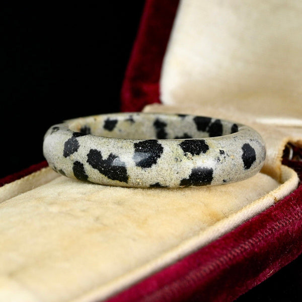 Vintage Dalmatian Jasper Agate Donut Band Ring - Boylerpf