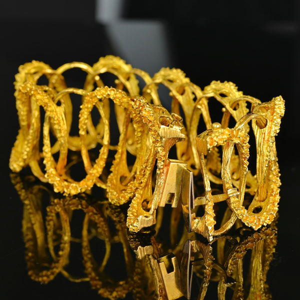 Vintage Industria Argentina 18K Gold Cuff Bracelet