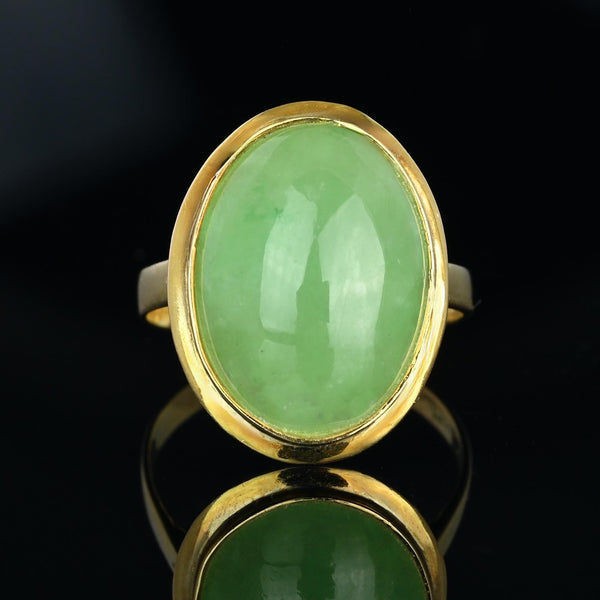 Contemporary 14K Gold 6.64 CTW Jade Cabochon Ring