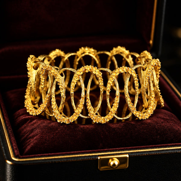 Vintage Industria Argentina 18K Gold Cuff Bracelet