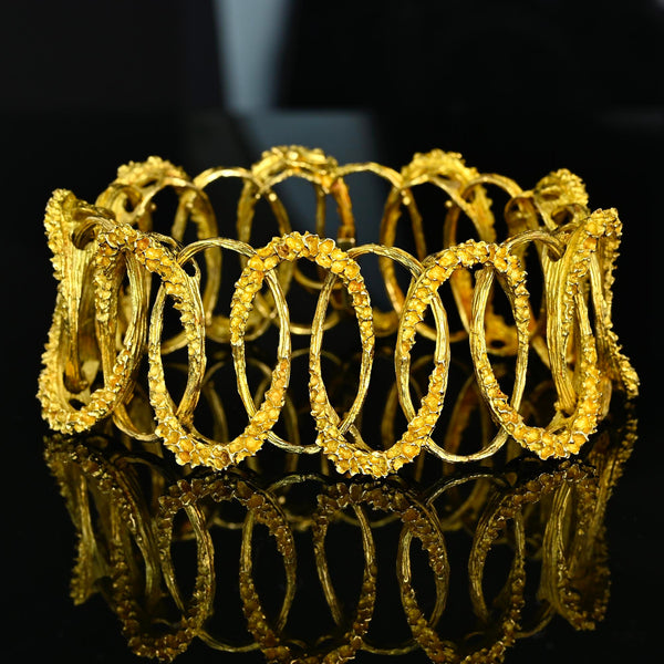 Vintage Industria Argentina 18K Gold Cuff Bracelet