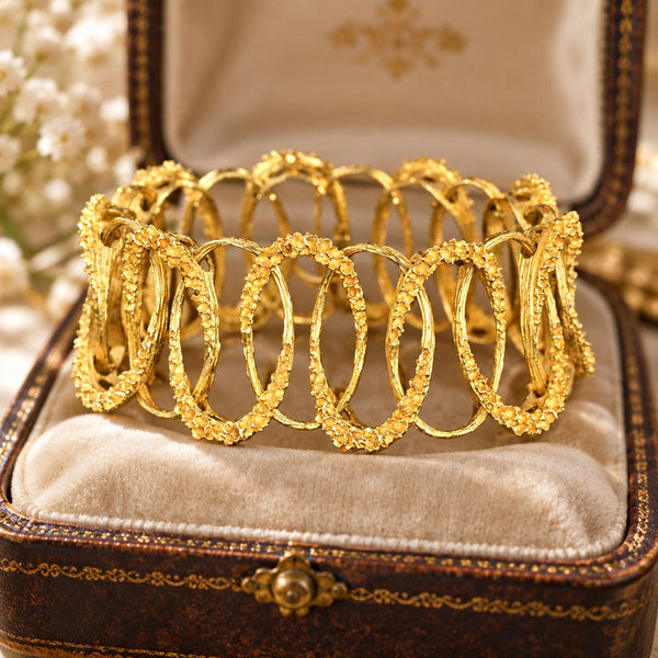 Vintage Industria Argentina 18K Gold Cuff Bracelet