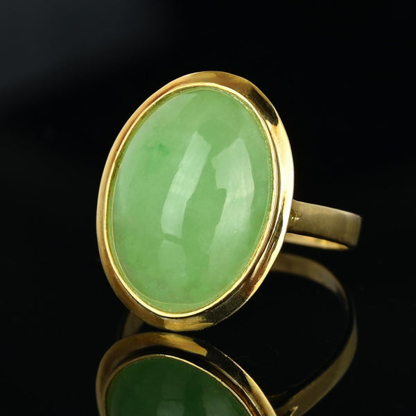 Contemporary 14K Gold 6.64 CTW Jade Cabochon Ring