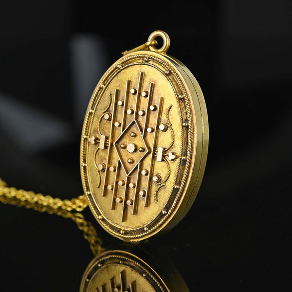 Antique Victorian Etruscan Style 14K Gold Locket - Boylerpf