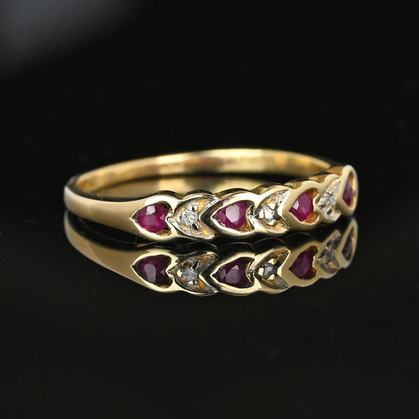 Vintage Ruby Diamond Heart Ring Band in 10K Gold - Boylerpf