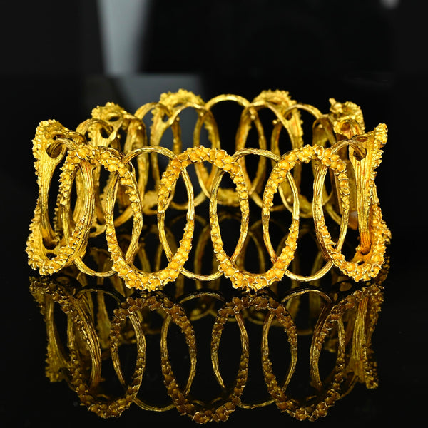 Vintage Industria Argentina 18K Gold Cuff Bracelet