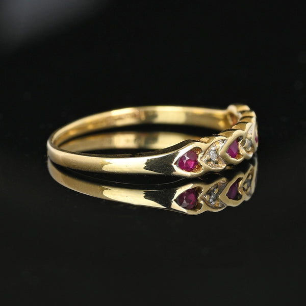 Vintage Ruby Diamond Heart Ring Band in 10K Gold - Boylerpf