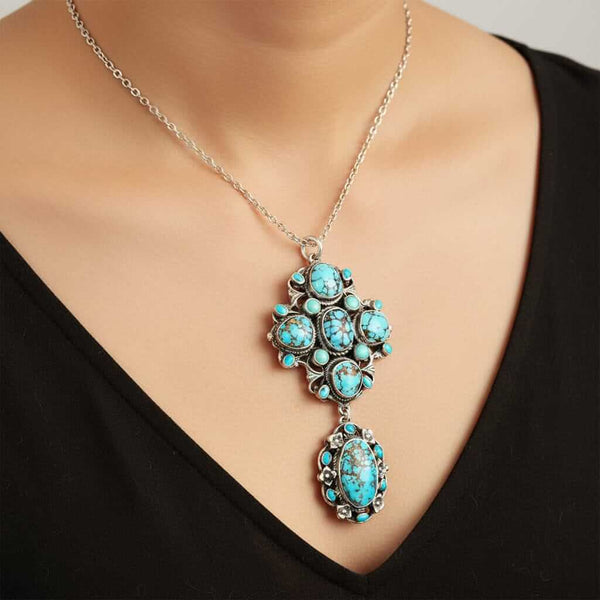 Arts & Crafts Austro Hungarian Turquoise Pendant, Sterling Silver - Boylerpf