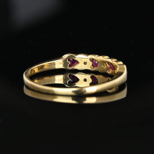 Vintage Ruby Diamond Heart Ring Band in 10K Gold - Boylerpf