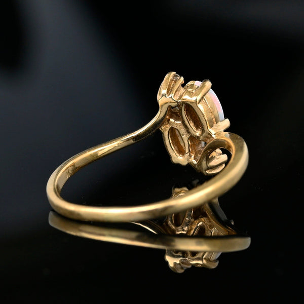 Vintage Gold Bypass Diamond Marquise Opal Ring - Boylerpf
