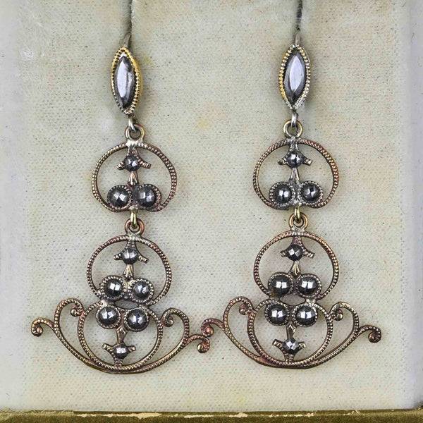 Antique Victorian Cut Steel Chandelier Earrings - Boylerpf