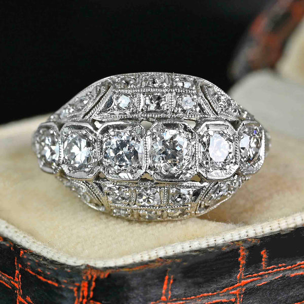 Art Deco Platinum 1 Carat Diamond Dome Ring - Boylerpf