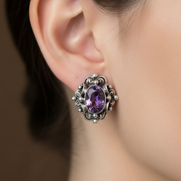Vintage Peruzzi Art Deco Amethyst Earrings