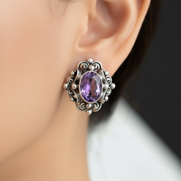 Vintage Peruzzi Art Deco Amethyst Earrings