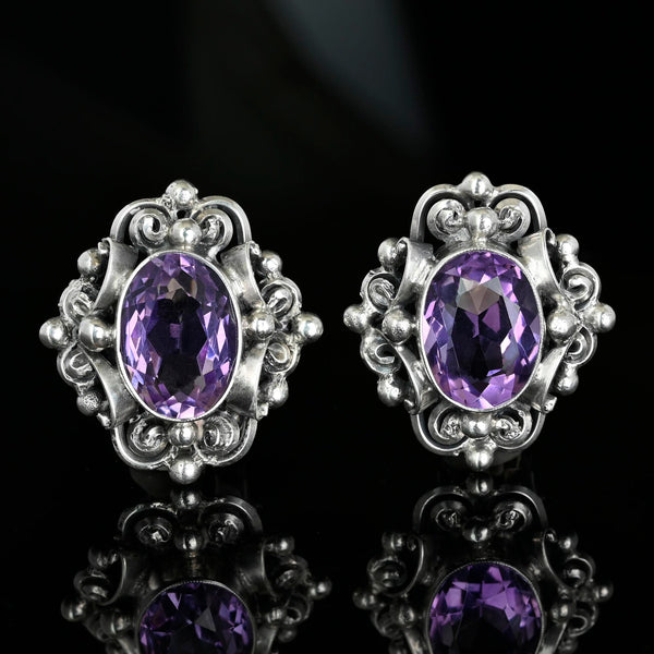 Vintage Peruzzi Art Deco Amethyst Earrings