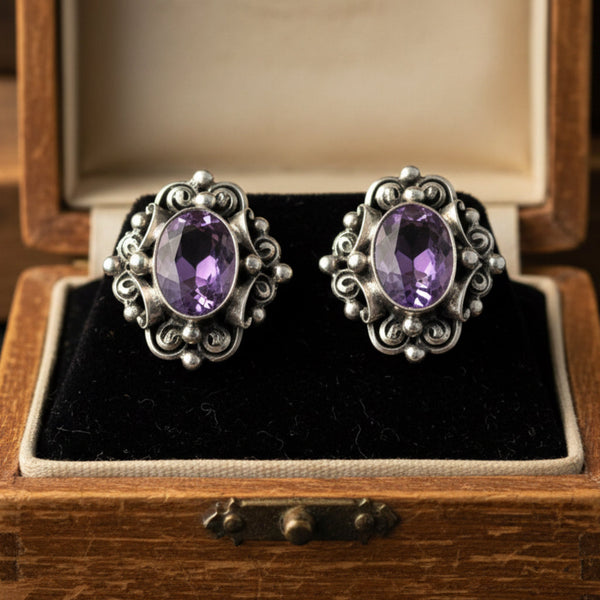 Vintage Peruzzi Art Deco Amethyst Earrings